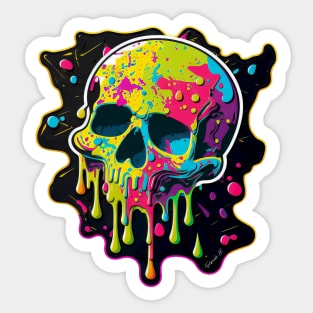 Colorful melting Skull head design #9 Sticker